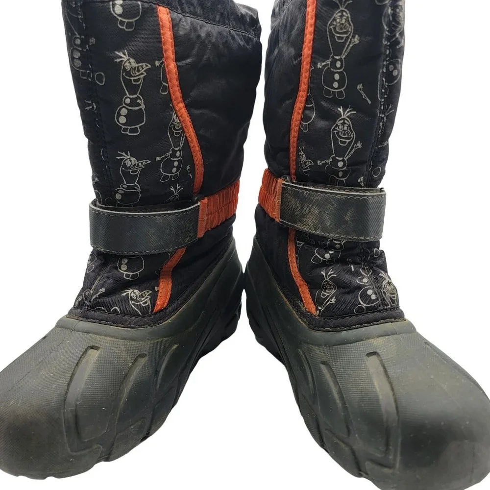 Disney Sorel Flurry Frozen 2 Snow Outdoor Boots Boys 2 Black Orange LY3668-010